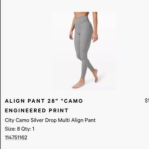 Lululemon ALIGN PANT HIGH-RISE 28” Size 8